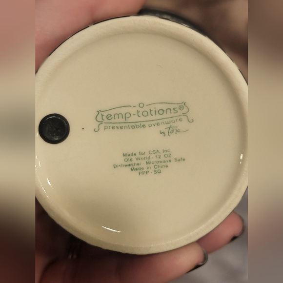 Temp-Tations by Tara Ceramic Old World 12oz Black Multi Travel Mug W/ Lid - Picture 4 of 9